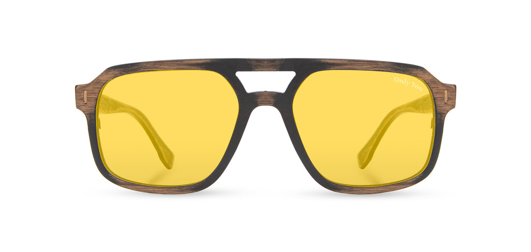 Distressed Dark Walnut*Yellow Polarized | Auburn Wood Smokey Bear Sunglasses