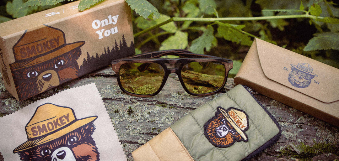 Distressed Dark Walnut*Yellow Polarized | Auburn Wood Smokey Bear Sunglasses
