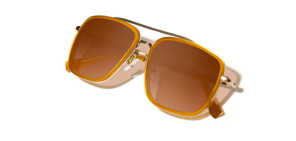 Caramel Gold*Walnut*Brown Fade + Caramel Gold*Walnut*Brown Fade Polarized | Shwood Grant Acetate Sunglasses Caramel Gold