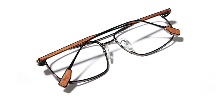 Black Chrome*Mahogany*frames only | Shwood Benton Metal RX Eyeglasses Black Chrome