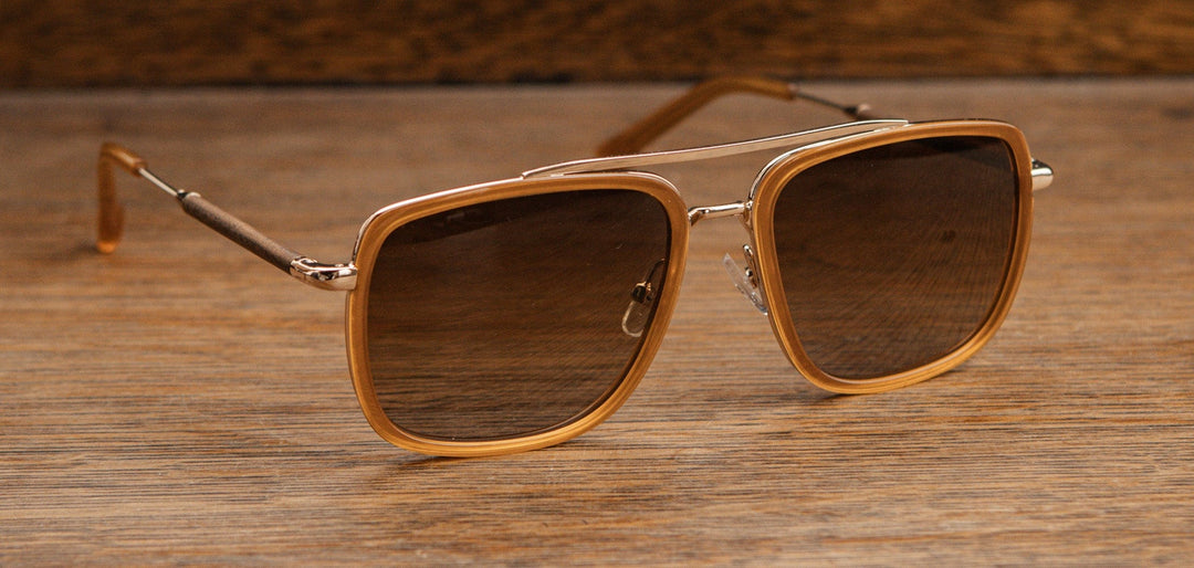 Caramel Gold*Walnut*Brown Fade + Caramel Gold*Walnut*Brown Fade Polarized | Shwood Grant Acetate Sunglasses Caramel Gold