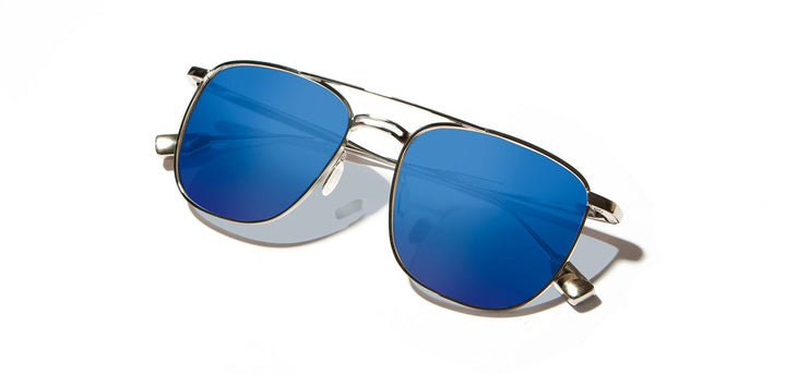 Silver*Walnut*Blue Flash Polarized | Shwood Ashland Metal RX Sunglasses Silver