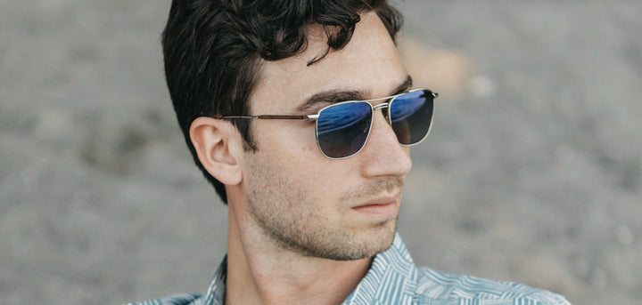 Silver*Walnut*Blue Flash Polarized | Shwood Ashland Metal RX Sunglasses Silver