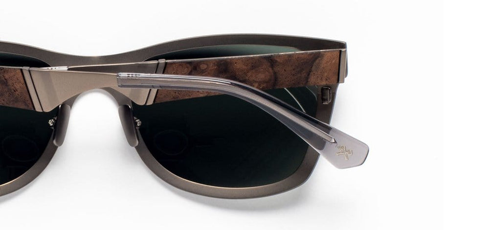 Gunmetal*Elm Burl*G15 + Gunmetal*Elm Burl*G15 Polarized | Shwood Canby Metal Sunglasses Gunmetal