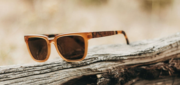 Matte Apricot*Elm Burl*Brown + Matte Apricot*Elm Burl*Brown Polarized | Shwood Prescott Acetate Sunglasses Matte Apricot