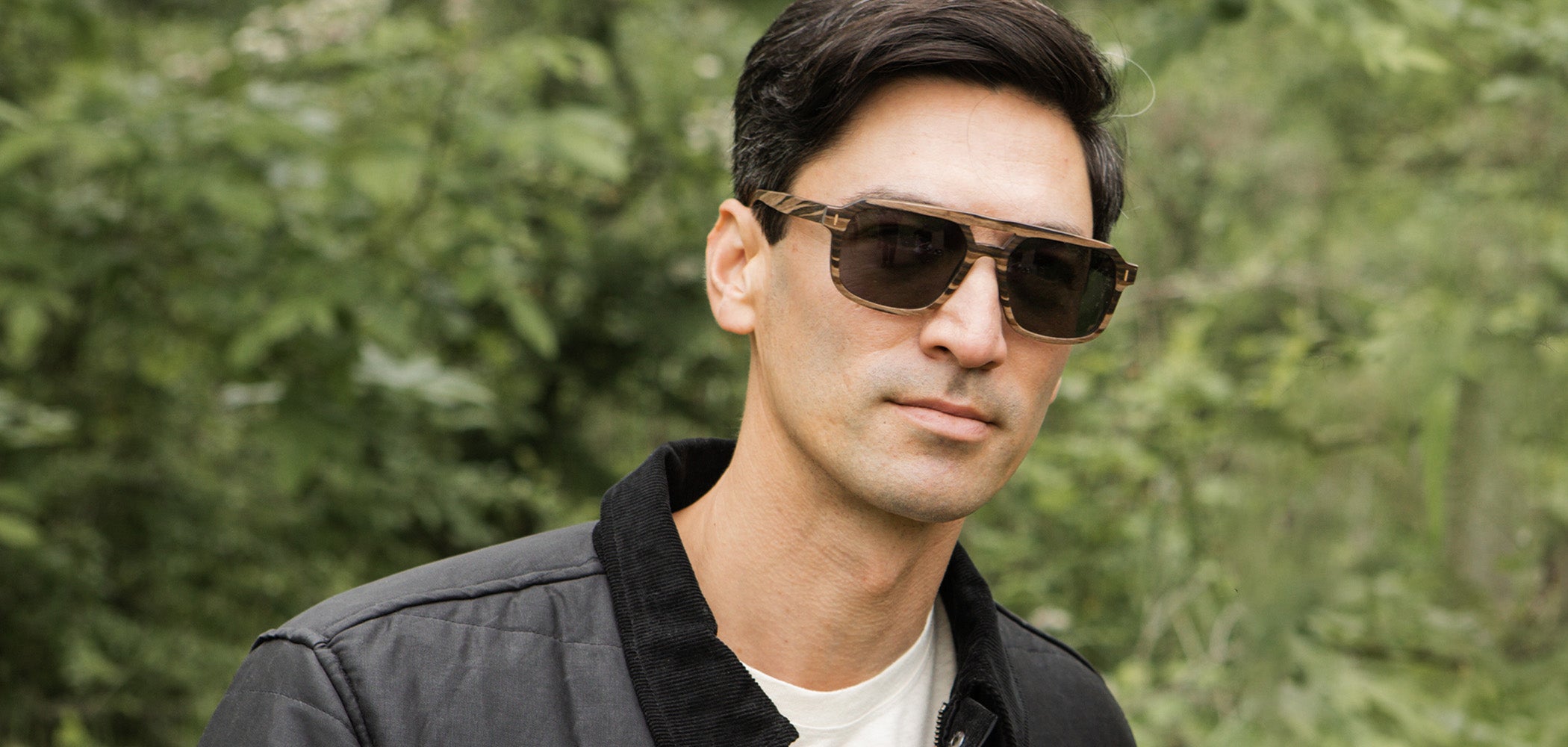 Striped Ebony*Grey+ Striped Ebony*Grey Polarized | Shwood Auburn Wood Sunglasses Striped Ebony