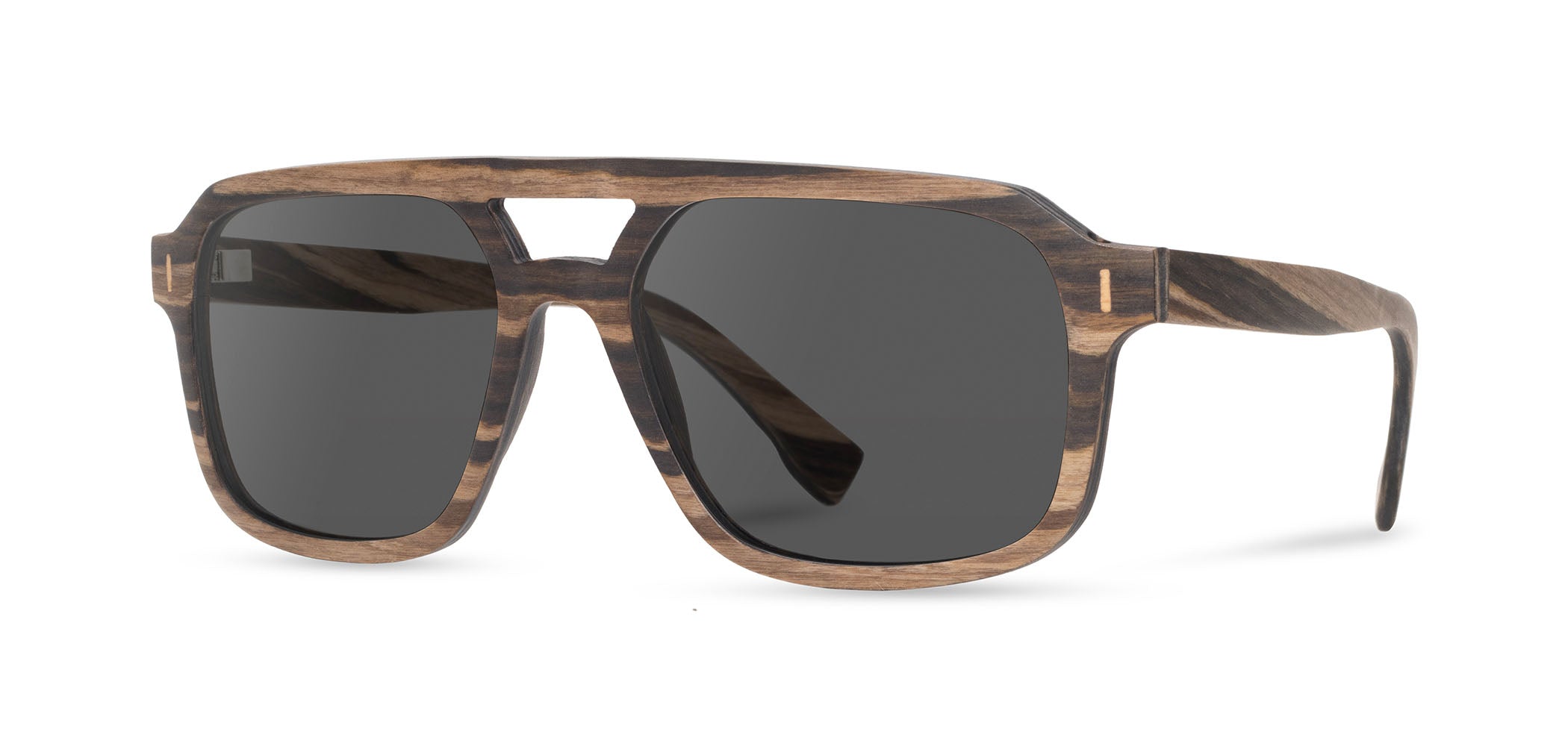 Striped Ebony*Grey+ Striped Ebony*Grey Polarized | Shwood Auburn Wood Sunglasses Striped Ebony