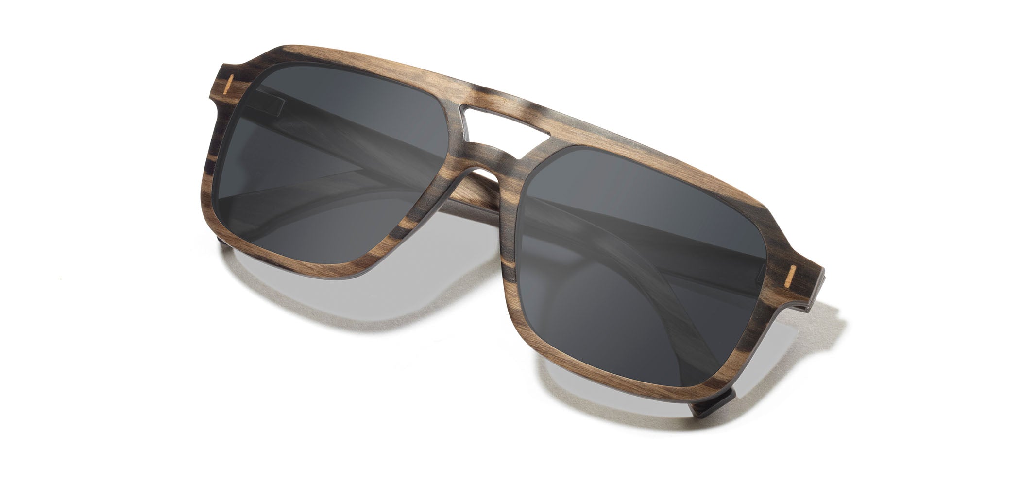 Striped Ebony*Grey+ Striped Ebony*Grey Polarized | Shwood Auburn Wood Sunglasses Striped Ebony