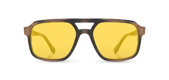 Distressed Dark Walnut*Yellow Polarized | Auburn Wood Smokey Bear Sunglasses