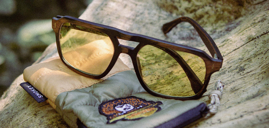 Distressed Dark Walnut*Yellow Polarized | Auburn Wood Smokey Bear Sunglasses