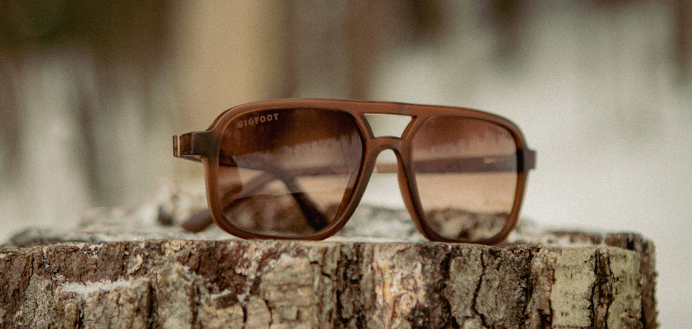 Matte Mud*Walnut*Basic Polarized Brown Fade + Matte Mud*Walnut*HD Plus Polarized Brown Fade | CAMP Glacier Bigfoot Sunglasses