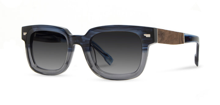 Cobalt*Elm Burl*Grey Fade + Cobalt*Elm Burl*Grey Fade Polarized | Shwood Buxton Acetate Sunglasses Cobalt