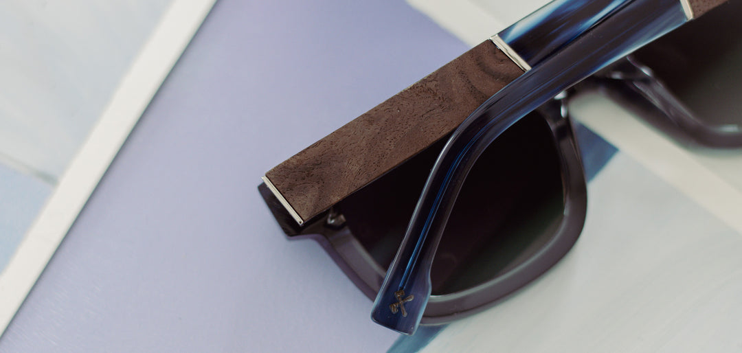 Cobalt*Elm Burl*Grey Fade + Cobalt*Elm Burl*Grey Fade Polarized | Shwood Buxton Acetate Sunglasses Cobalt