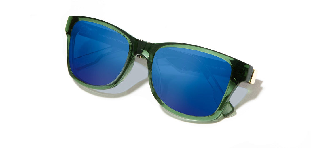 Emerald*Elm Burl*Lite Plus Polarized Blue Flash | Shwood Canby ACTV Sunglasses Emerald