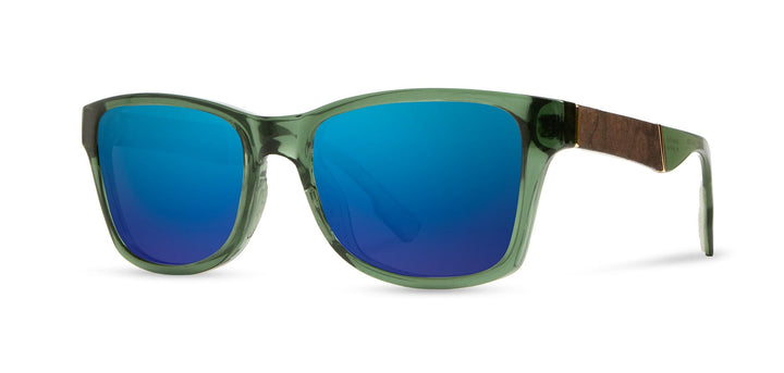 Emerald*Elm Burl*Lite Plus Polarized Blue Flash | Shwood Canby ACTV Sunglasses Emerald