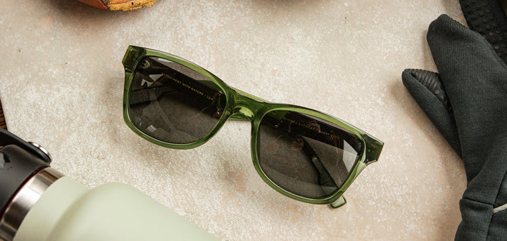 Emerald*Elm Burl*Lite Grey + Emerald*Elm Burl*Lite Plus Polarized Grey | Shwood Canby ACTV Sunglasses Emerald