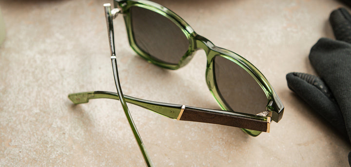 Emerald*Elm Burl*Lite Grey + Emerald*Elm Burl*Lite Plus Polarized Grey | Shwood Canby ACTV Sunglasses Emerald
