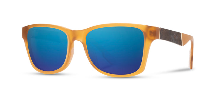 Matte Apricot*Elm Burl*Lite Plus Polarized Blue Flash | Shwood Canby ACTV Sunglasses Matte Apricot