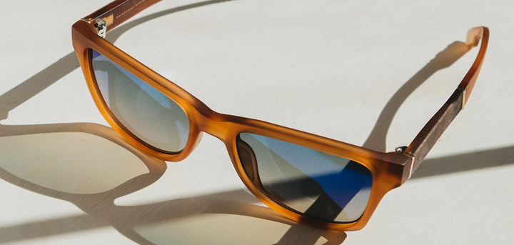 Matte Apricot*Elm Burl*Lite Plus Polarized Blue Flash | Shwood Canby ACTV Sunglasses Matte Apricot