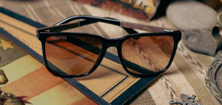 Black*Walnut*Basic Polarized Brown Fade + Black*Walnut*HD Plus Polarized Brown Fade + Black*Walnut*rx | CAMP Crag Black Grateful Dead Stealie Sunglasses