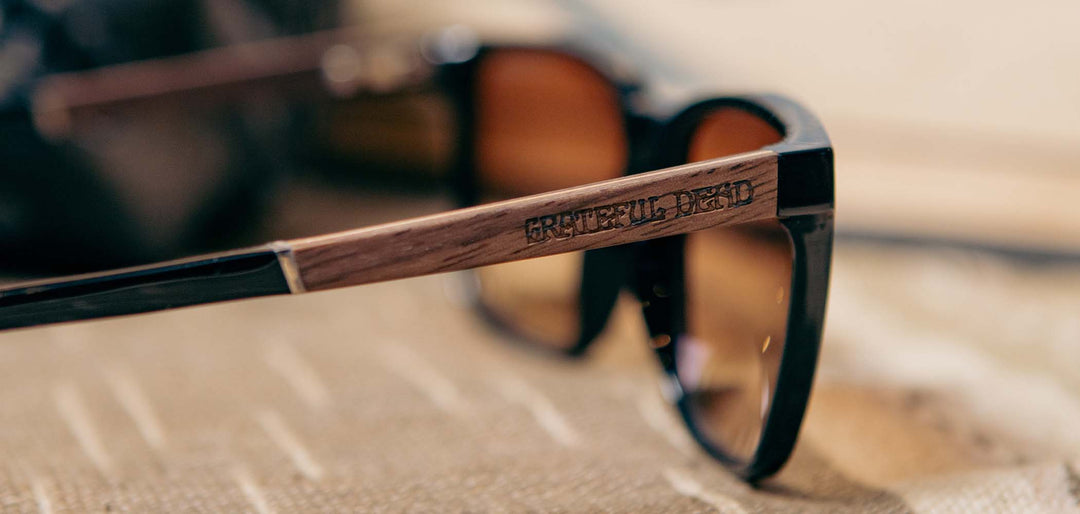 Black*Walnut*Basic Polarized Brown Fade + Black*Walnut*HD Plus Polarized Brown Fade + Black*Walnut*rx | CAMP Crag Black Grateful Dead Stealie Sunglasses