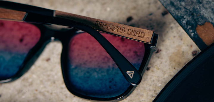 Black*Walnut*Basic Polarized Sunset + Black*Walnut*HD Plus Polarized Sunset + Black*Walnut*rx | CAMP Crag Black Grateful Dead Stealie Sunglasses