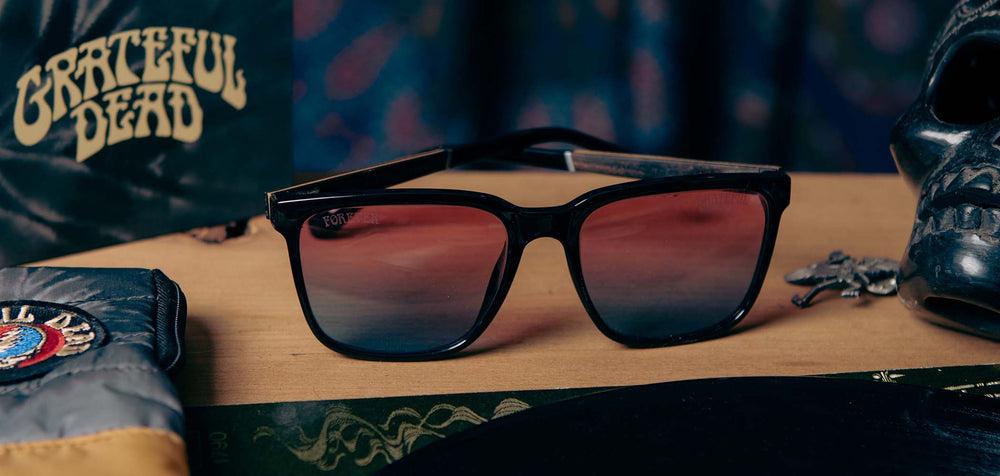 Black*Walnut*Basic Polarized Sunset + Black*Walnut*HD Plus Polarized Sunset + Black*Walnut*rx | CAMP Crag Black Grateful Dead Stealie Sunglasses