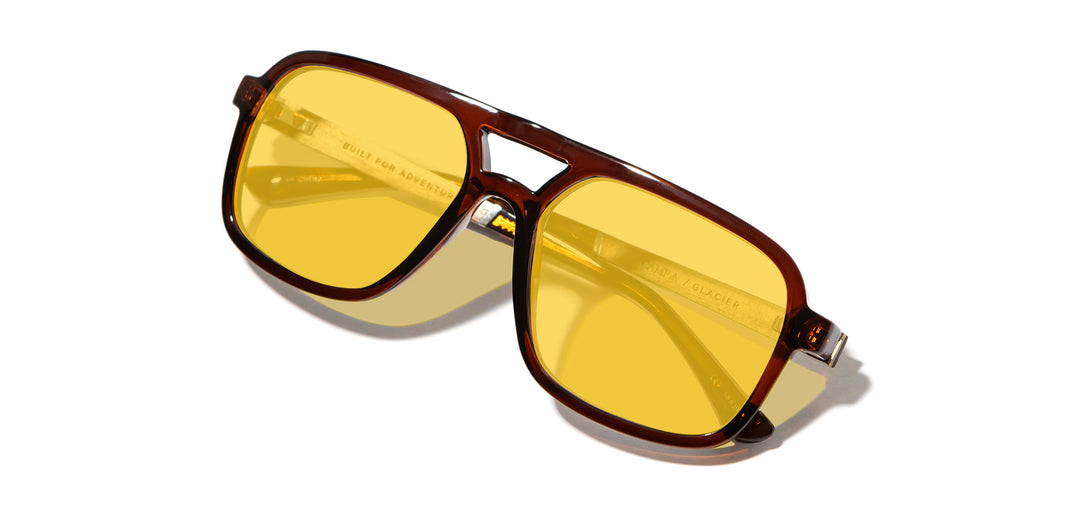 Clay*Walnut*Basic Polarized Yellow + Clay*Walnut*HD Plus Polarized Yellow | CAMP Glacier Clay Walnut Sunglasses