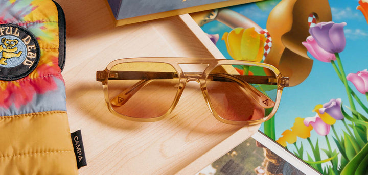 Desert*Walnut*Basic Polarized Sunrise + Desert*Walnut*HD Plus Polarized Sunrise + Desert*Walnut*RX | CAMP Glacier Grateful Dead Bears Sunglasses