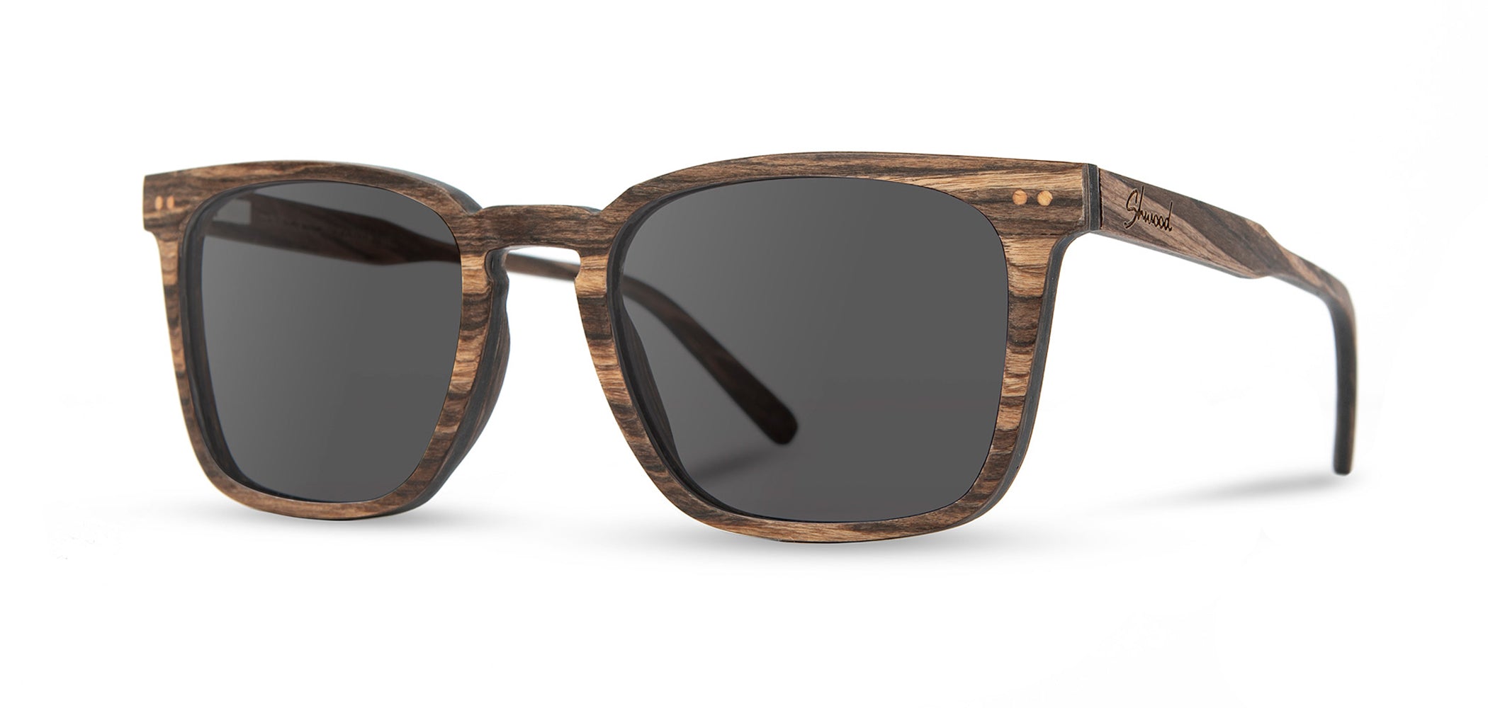 Striped Ebony*Grey + Striped Ebony*Grey Polarized | Shwood Hamilton Wood Sunglasses Striped Ebony