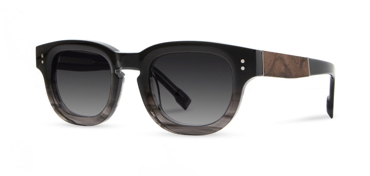 Black Agate*Elm Burl*Grey Fade + Black Agate*Elm Burl*Grey Fade Polarized | Shwood McKay Acetate Sunglasses Black Agate