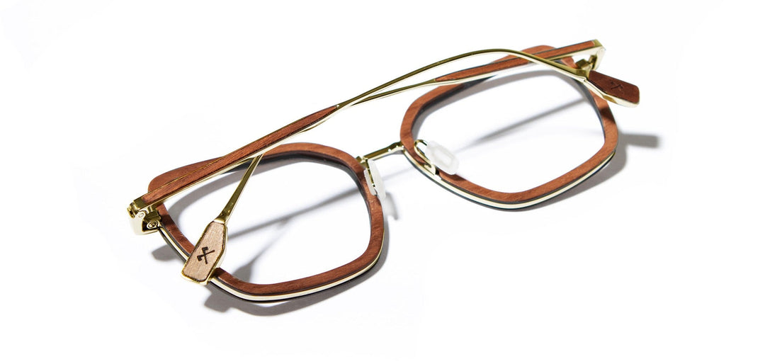 Gold*Mahogany*frames only | Shwood Sophie Metal RX Eyeglasses Gold