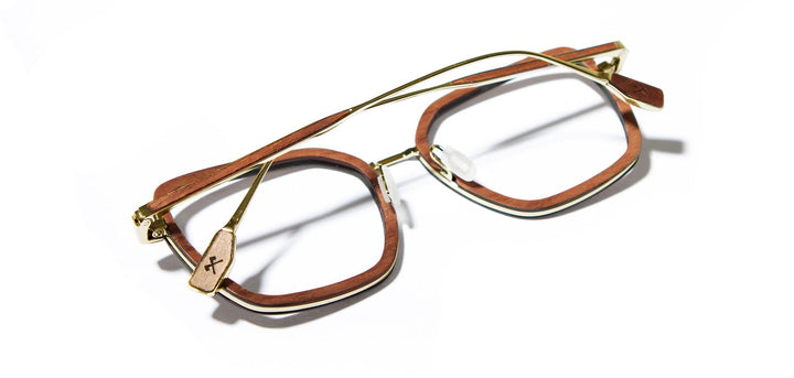Gold*Mahogany*frames only | Shwood Sophie Metal RX Eyeglasses Gold
