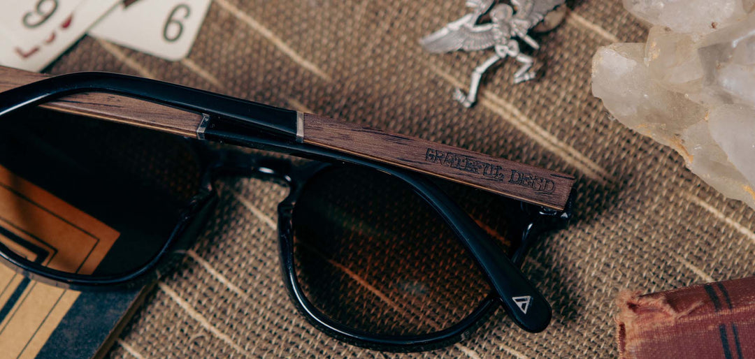 Black*Walnut*Basic Polarized Brown Fade + Black*Walnut*HD Plus Polarized Brown Fade + Black*Walnut*rx | CAMP Topo Black Grateful Dead Stealie Sunglasses