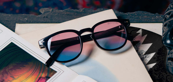 Black*Walnut*Basic Polarized Sunset + Black*Walnut*HD Plus Polarized Sunset + Black*Walnut*rx | CAMP Topo Black Grateful Dead Stealie Sunglasses