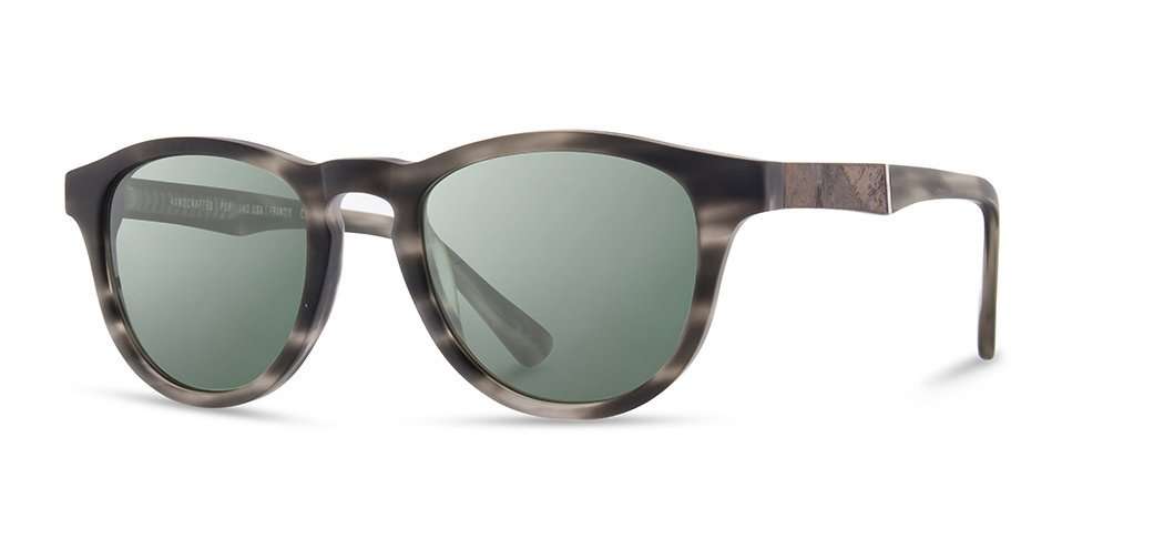 Matte Grey*Elm Burl*Green Polarized | Shwood Francis Acetate Sunglasses Matte Grey