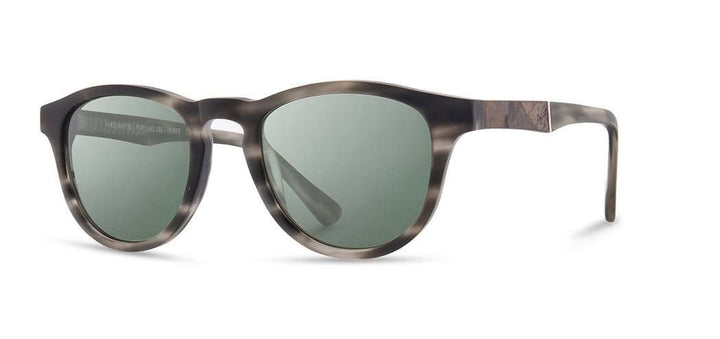 Matte Grey*Elm Burl*Green Polarized | Shwood Francis Acetate Sunglasses Matte Grey