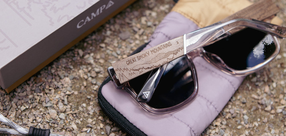 Dusk*Engraved Walnut*Basic Polarized Grey + Dusk*Engraved Walnut*HD Plus Polarized Grey | CAMP Cliff Great Smokey Mountains Sunglasses