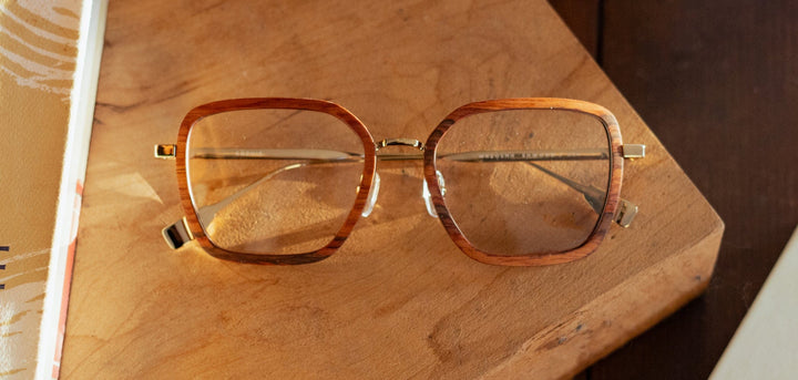 Gold*Mahogany*frames only | Shwood Sophie Metal RX Eyeglasses Gold