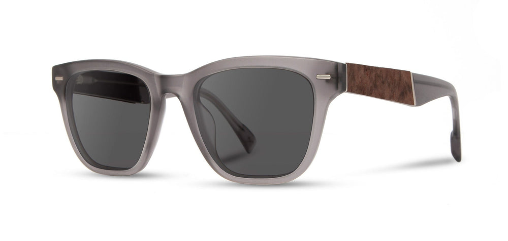 Matte Smoke*Elm Burl*Grey + Matte Smoke*Elm Burl*Grey Polarized | Shwood Ankeny Acetate Sunglasses Matte Smoke
