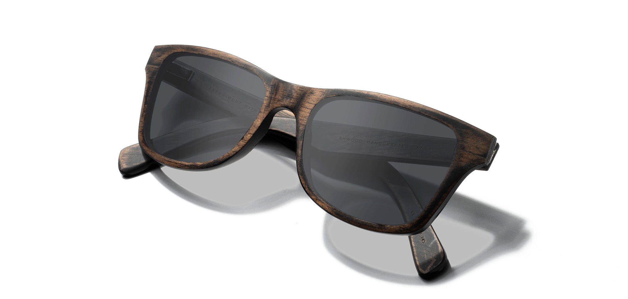 Distressed Dark Walnut*Grey + Distressed Dark Walnut*Grey Polarized | Shwood Canby Wood Sunglasses Distressed Dark Walnut