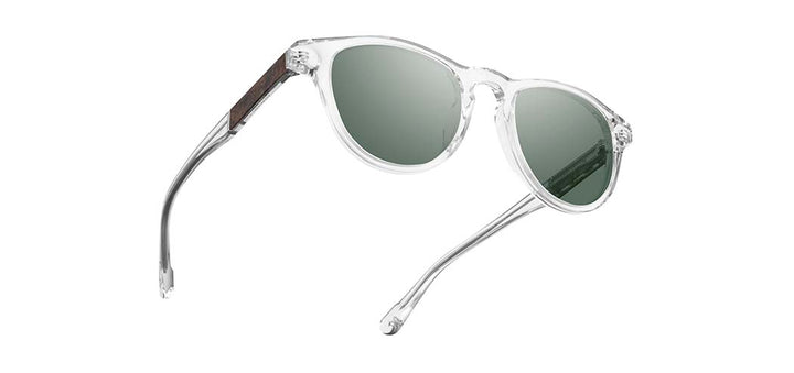 Crystal*Elm Burl*Green + Crystal*Elm Burl*Green Polarized | Shwood Francis Acetate Sunglasses Crystal