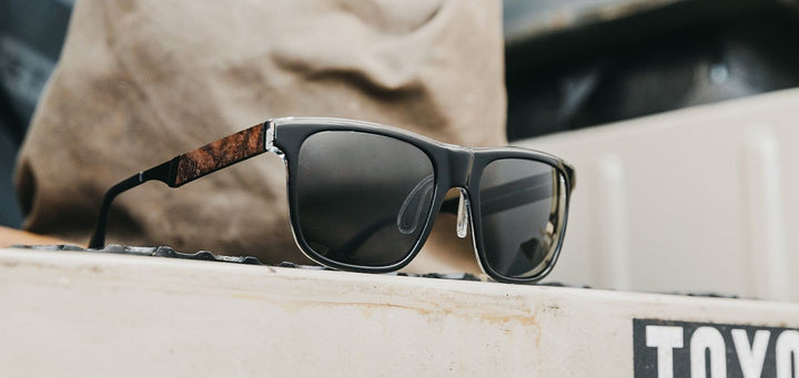 Black Crystal*Elm Burl*Lite Grey + Black Crystal*Elm Burl*Lite Plus Polarized Grey | Shwood Monroe ACTV Sunglasses Black Crystal