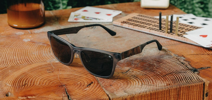 Matte Grey*Elm Burl*Lite Grey + Matte Grey*Elm Burl*Lite Plus Polarized Grey | Shwood Monroe ACTV Sunglasses Matte Grey