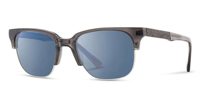 Charcoal*Elm Burl*Blue Flash Polarized | Shwood Newport 52mm Acetate Sunglasses Charcoal