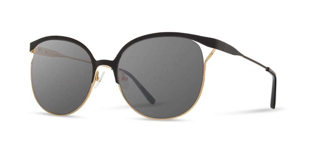 Obsidian and Gold*Grey Polarized | Shwood Odessa Metal Sunglasses Obsidian