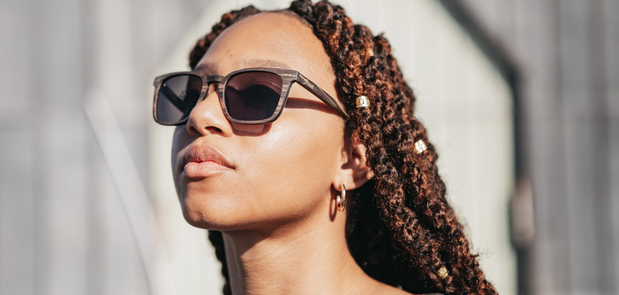 Striped Ebony*Grey + Striped Ebony*Grey Polarized | Shwood Hamilton Wood Sunglasses Striped Ebony